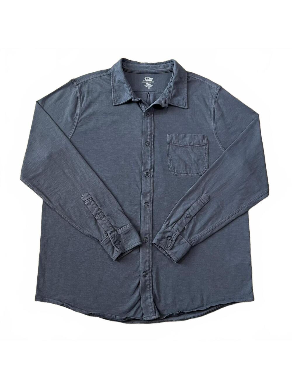 J.Crew Mens Garment Dyed Button Up Long Sleeve Shirt Gray Size XL